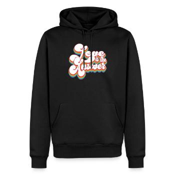La réponse est l’amour - Mois de la fierté LGBTQ - Sweat à capuche Premium bio Homme - noir - Devant - Nico (187cm)