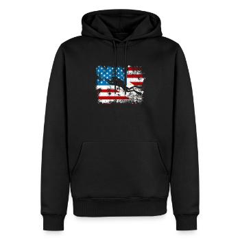 Plongée Drapeau Américain Plongeur Down Plongée US - Sweat à capuche Premium bio Homme - noir - Devant - Nico (187cm)