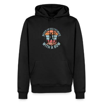 Ne sous-estimez jamais une fille avec un arc et des flèches - Sweat à capuche Premium bio Homme - noir - Devant - Nico (187cm)