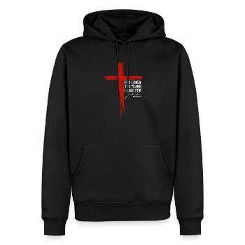 Jérémie 29 11 Citations bibliques religieuses chrétiennes - Sweat à capuche Premium bio Homme - noir - Devant - Nico (187cm)