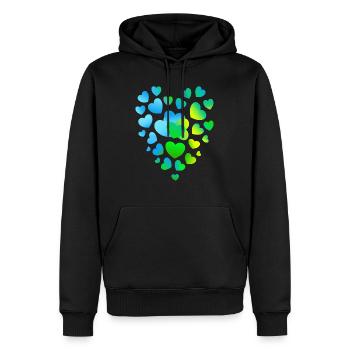 blaue Herzen viele Herzen - Männer Premium Bio Hoodie - Schwarz - Vorne - Nico (187cm)