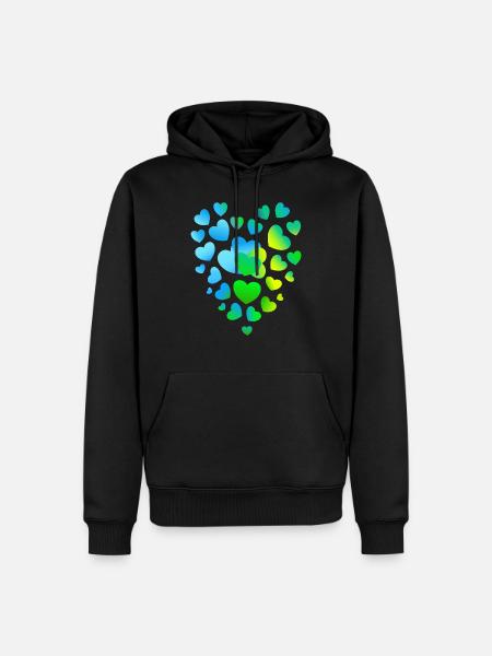 blue hearts, many hearts - Men’s Premium Organic Hoodie - black