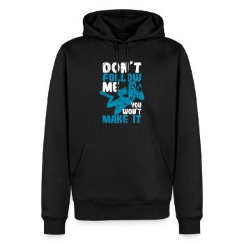 Ne me suivez pas, vous n’en ferez pas une drôle de plongée - Sweat à capuche Premium bio Homme - noir - Devant - Nico (187cm)