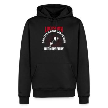Père serrurier comme un père ordinaire mais plus difficile - Sweat à capuche Premium bio Homme - noir - Devant - Nico (187cm)