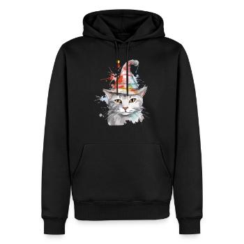 Blook le chat au chapeau - Sweat à capuche Premium bio Homme - noir - Devant - Nico (187cm)