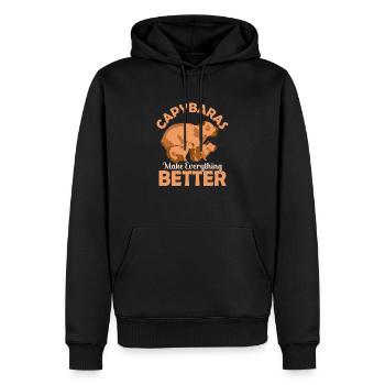Les capybaras rendent tout meilleur Capibara Propriétaire Ma - Sweat à capuche Premium bio Homme - noir - Devant - Nico (187cm)