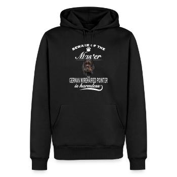 Beware of the master, German Wirehaired Pointer - Männer Premium Bio Hoodie - Schwarz - Vorne - Nico (187cm)