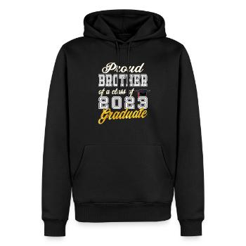Frère de diplômé - Fier frère d’une classe de - Sweat à capuche Premium bio Homme - noir - Devant - Nico (187cm)