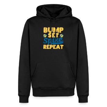 Bump Set Spike Repeat Funny Volleyball Liebhaber - Männer Premium Bio Hoodie - Schwarz - Vorne - Nico (187cm)