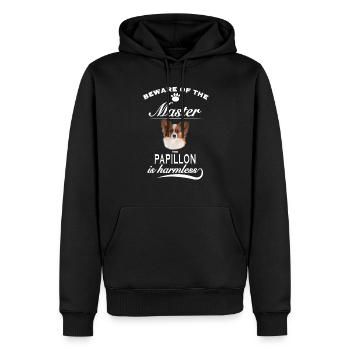 Beware of the master, harmless Papillon - Männer Premium Bio Hoodie - Schwarz - Vorne - Nico (187cm)