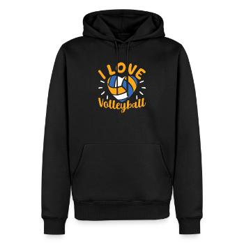 J’aime le volleyball drôle de sports mignons - Sweat à capuche Premium bio Homme - noir - Devant - Nico (187cm)