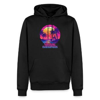 Sonnenuntergang Nassau Bahamas Palme Sommerinsel - Männer Premium Bio Hoodie - Schwarz - Vorne - Nico (187cm)