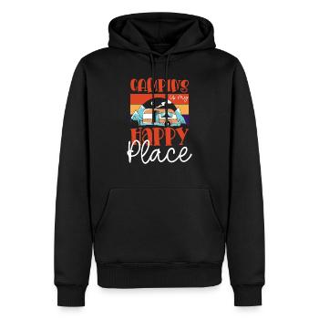 Camping is My HAPPY PLACE - Männer Premium Bio Hoodie - Schwarz - Vorne - Nico (187cm)