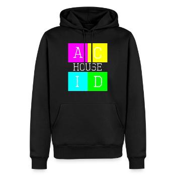 Acid house blanc - Sweat à capuche Premium bio Homme - noir - Devant - Nico (187cm)