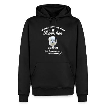 Vorsicht vor dem Herrchen, harmlos Malteser - Männer Premium Bio Hoodie - Schwarz - Vorne - Nico (187cm)
