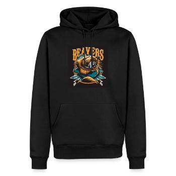 BEAVERS - Men’s Premium Organic Hoodie - black - Front - Nico (187cm)