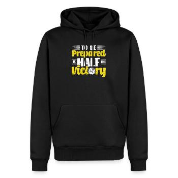 Être préparé, c’est la moitié du volleyball victorieux - Sweat à capuche Premium bio Homme - noir - Devant - Nico (187cm)