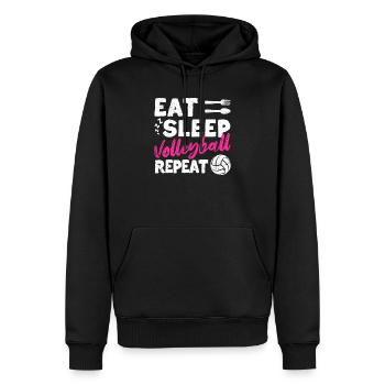 Manger dormir Volleyball Répéter des sports d’équipe amusants - Sweat à capuche Premium bio Homme - noir - Devant - Nico (187cm)