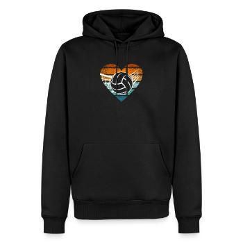 Beach-Volleyball Silhouette Vintage Herz Retro - Männer Premium Bio Hoodie - Schwarz - Vorne - Nico (187cm)