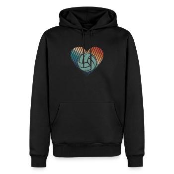 Beach-Volleyball Silhouette Vintage Herz Retro - Männer Premium Bio Hoodie - Schwarz - Vorne - Nico (187cm)