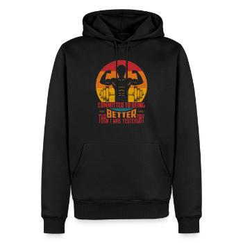 Committed To Being Better Weight Lifting Workout - Men’s Premium Organic Hoodie - black - Front - Nico (187cm)