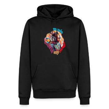 La musique sauve mon âme - Sweat à capuche Premium bio Homme - noir - Devant - Nico (187cm)