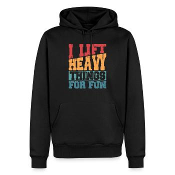 I Lift Heavy Things For Fun Weight Lifting Workout - Männer Premium Bio Hoodie - Schwarz - Vorne - Nico (187cm)