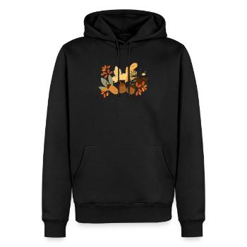 Herbstblätter Eicheln Herbst Eichhörnchen Ernte - Männer Premium Bio Hoodie - Schwarz - Vorne - Nico (187cm)