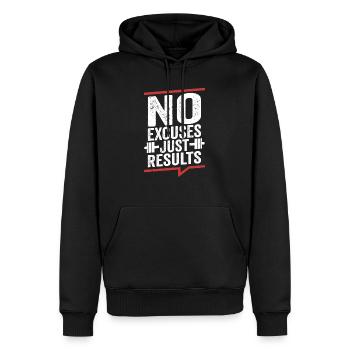 No Excuses Just Results Weight Lifting Workout Tra - Männer Premium Bio Hoodie - Schwarz - Vorne - Nico (187cm)