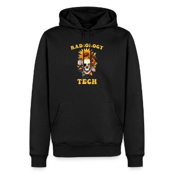 Radiology Tech Flower Funny Skull Radiologist Pun - Men’s Premium Organic Hoodie - black - Front - Nico (187cm)