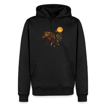 Pleine Lune Troupeau Oiseaux Montagne Faune Nature Rétro - Sweat à capuche Premium bio Homme - noir - Devant - Nico (187cm)