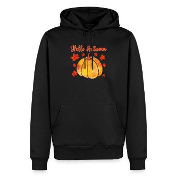 Bonjour Feuilles d’automne Fleurs de citrouille florales d’automne - Sweat à capuche Premium bio Homme - noir - Devant - Nico (187cm)