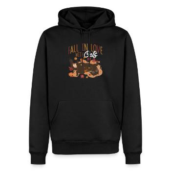 Fall In Love With Cats Maple Leaf Cat Lover Hallo - Männer Premium Bio Hoodie - Schwarz - Vorne - Nico (187cm)