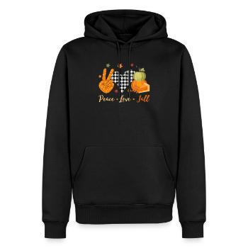 Frieden Liebe Herbst Vibes Hallo Herbst Kürbis - Männer Premium Bio Hoodie - Schwarz - Vorne - Nico (187cm)