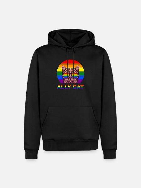 Allieret kat LGBT Gay Rainbow Pride Flag Sjov kat - Herre Premium økologisk hoodie - sort