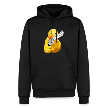 Canard canard canard avec revolver et un clin d’œil - Sweat à capuche Premium bio Homme - noir - Devant - Nico (187cm)