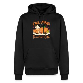 Fall Vibes und dass Lehrer Leben Apfel Bleistift - Männer Premium Bio Hoodie - Schwarz - Vorne - Nico (187cm)