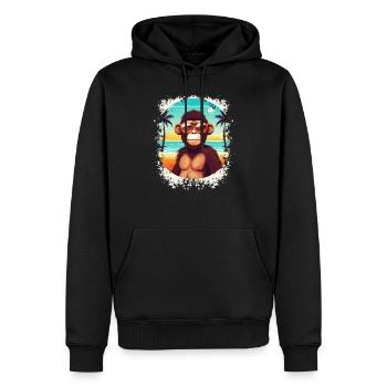 Beach Breeze und Monkey Ease: Cooler Sommerspaß - Männer Premium Bio Hoodie - Schwarz - Vorne - Nico (187cm)