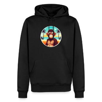 Surfen, Sand und Affe: Trendiges Strand-T-Shirt für Summe - Männer Premium Bio Hoodie - Schwarz - Vorne - Nico (187cm)