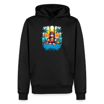 Tropical Monkey Paradise: Lustiger und modischer Beac - Männer Premium Bio Hoodie - Schwarz - Vorne - Nico (187cm)