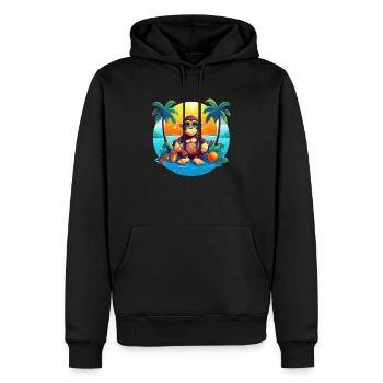 Beachside Monkey Adventure: un été frais et confortable - Sweat à capuche Premium bio Homme - noir - Devant - Nico (187cm)