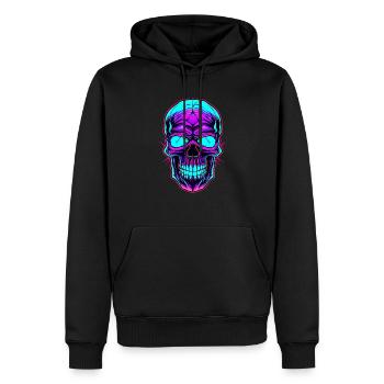 Gothic Skull Fashion: Entfessle deine dunkle Seite mit - Männer Premium Bio Hoodie - Schwarz - Vorne - Nico (187cm)