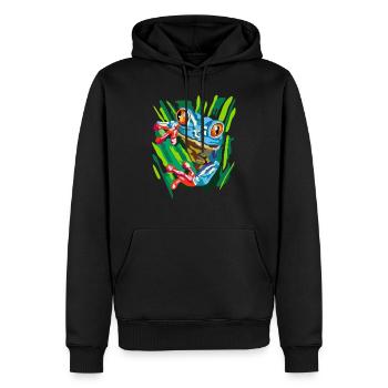 Blauer Frosch - Männer Premium Bio Hoodie - Schwarz - Vorne - Nico (187cm)