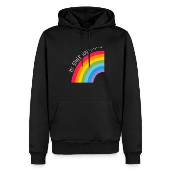 Mon autre couple à moitié gay Rainbow Pride Cool LGBT - Sweat à capuche Premium bio Homme - noir - Devant - Nico (187cm)