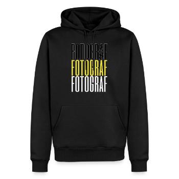 Photograph - Männer Premium Bio Hoodie - Schwarz - Vorne - Nico (187cm)