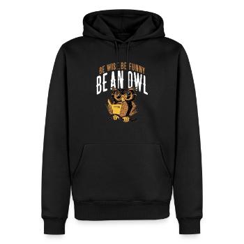 Soyez sage, soyez drôle, soyez un hibou nocturne Nuit des oiseaux - Sweat à capuche Premium bio Homme - noir - Devant - Nico (187cm)