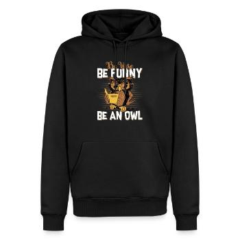 Soyez sage, soyez drôle, soyez un hibou de nuit animal Nocturna - Sweat à capuche Premium bio Homme - noir - Devant - Nico (187cm)