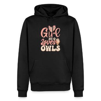 Juste une fille qui aime les hiboux Nuit d’oiseau nocturne Ow - Sweat à capuche Premium bio Homme - noir - Devant - Nico (187cm)
