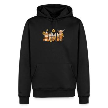Scottish Highland Cow Sunflower Automne Automne - Sweat à capuche Premium bio Homme - noir - Devant - Nico (187cm)