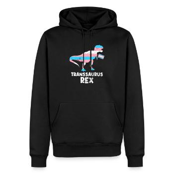 Dinosaure Transsaurus rex dans un drapeau transgenre - Sweat à capuche Premium bio Homme - noir - Devant - Nico (187cm)